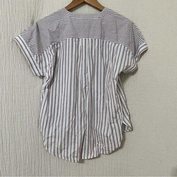 LOFT Striped Dolman Henley Everyday Shirt white red XS - Picture 3 of 7